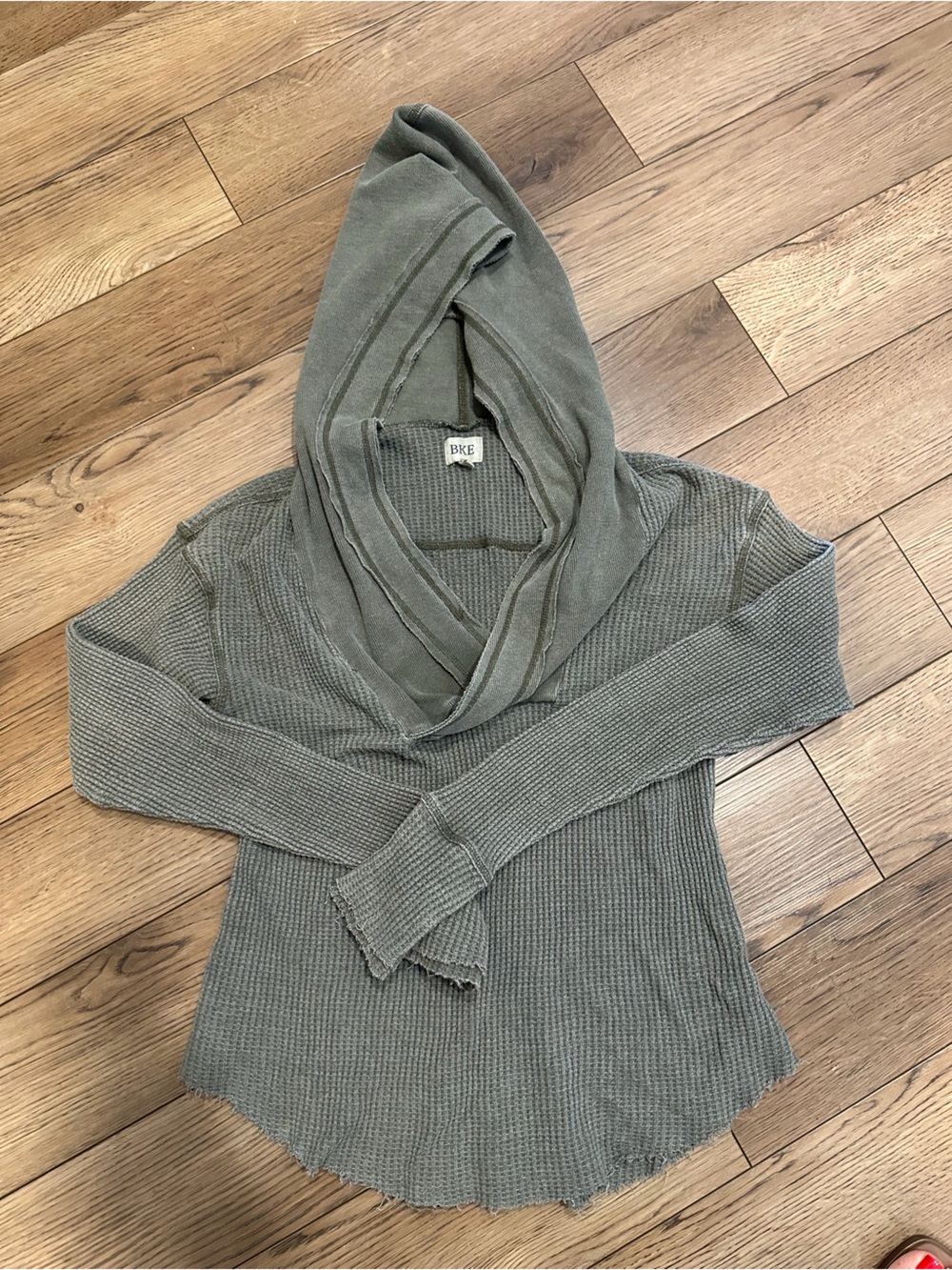 BKE Olive Green Ribbed Cowl Neck Sweater